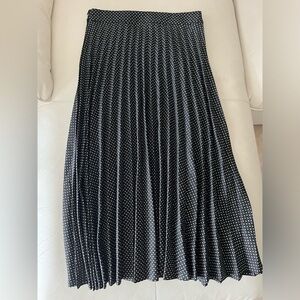 Zara Pleated Polka Dot Midi Skirt Small Black